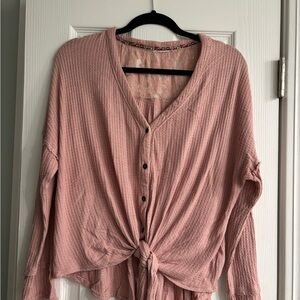 Knox Rose Blush Pink Knotted Blouse